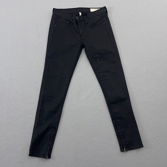 RAG & BONE‎ Jeans Women Size 26 Capri Black Dark Wash Denim Pants 28x26 Stretch - Picture 1 of 13